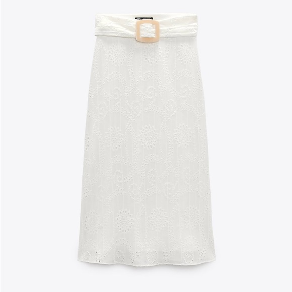 Zara Dresses & Skirts - Zara White Midi Skirt with Belt
